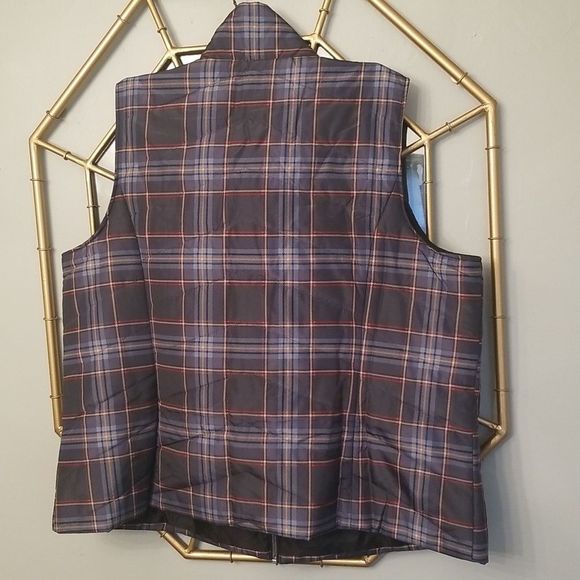 Cj Banks Plaid Quilted Vests NWOT Mens Sz. 3X Blues Black Red Gold - Picture 7 of 9